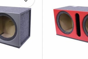 12inch double . vinyl trim and slotted port in blue, red and grey